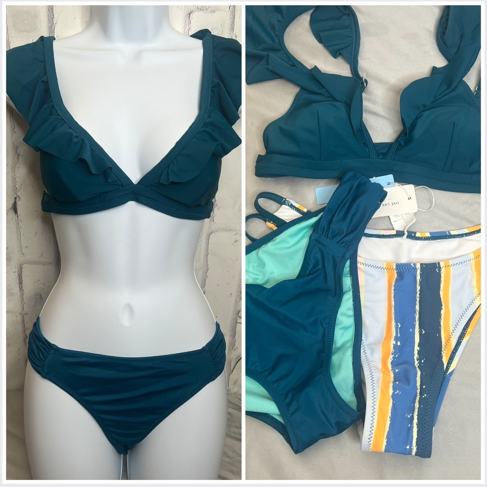 Two Piece Bikini with 1 extra bottoms Shade & Shore Ruffle